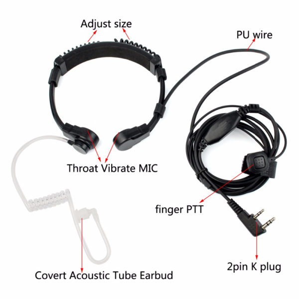K-head 2Pin Throat Microphone Earphone for Kenwood Baofeng TYT Puxing TYT Radios - Image 2