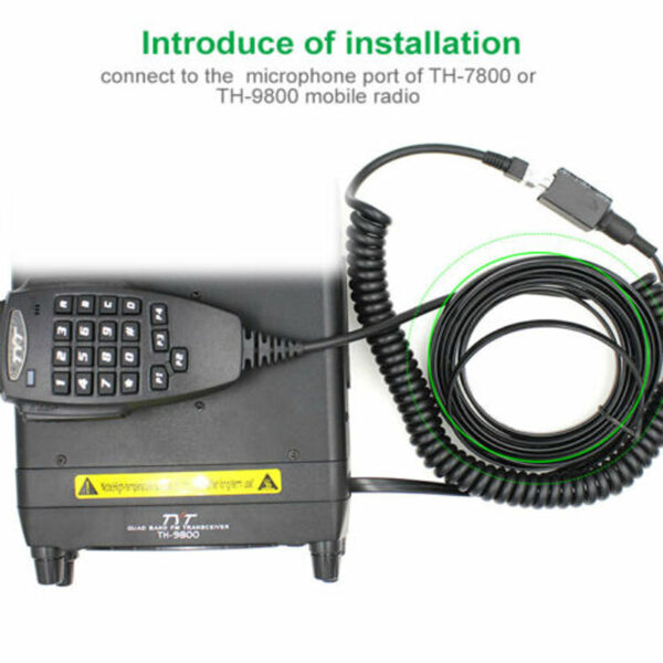 Hand Mic Extension Cable for TYT Two Way Radio TH-7800 TH-9800 Mobile Tranceiver Extend Upto 3 Meters