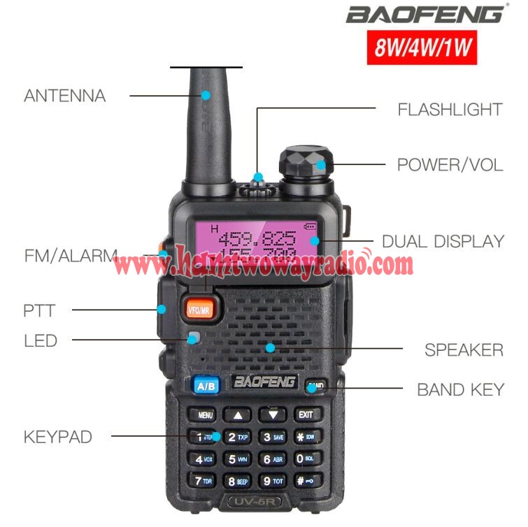 Baofeng UV5R Upgraded 8W Dual Band Ham CB Radio Station Two Way Radio
