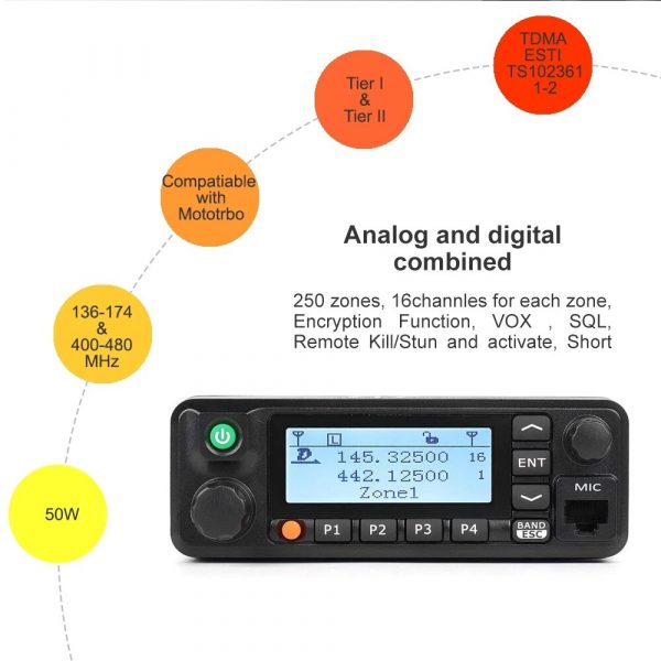 TYT MD-9600 Digital Mobile Radio 50KM Dual Band DMR Walkie Talkie - Image 5