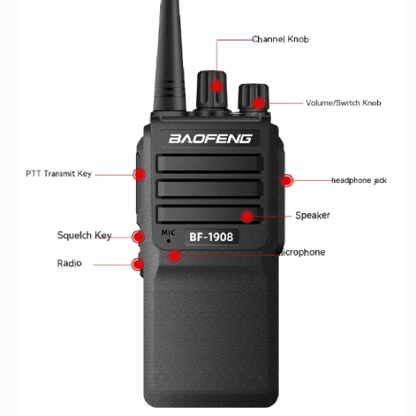 BaoFeng/BF-1908 Profesional Portable Transceivers 2200mAh 8W 2km-15km For Hotels, road trips, construction sites can be used - Image 3