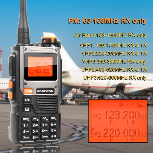Baofeng UV-K61 Walkie Talkie Ricaricabile USB-C, 999 Canali, Multibanda Con Torcia