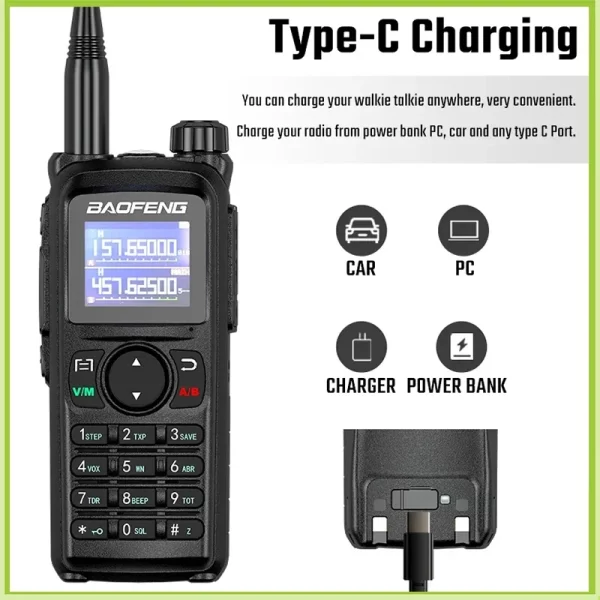 UV-28 Pro Max Baofeng UV 28 Walkie Talkies 5-10km 10W Tri Band USB C Charging NOAA 999CH UV-28L Long Range FM Ham Two Way Radio - Image 5