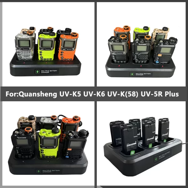 Quansheng UV-K5 / UV-K6 / UV-K(58) / UV-5RPlus Radio Six-Way Charger Original UV-K5 Radios Battery Multi Rapid Charger Desktop